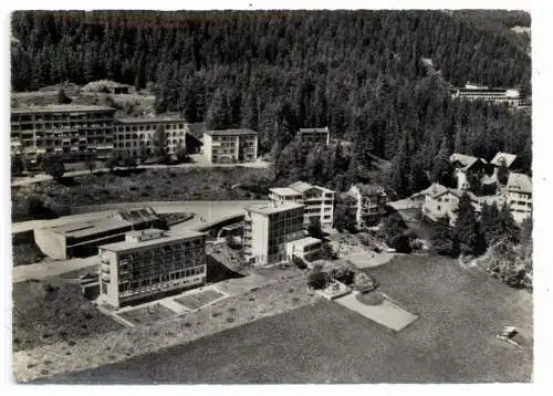 [Ansichtskarte] CH 3963 MONTANA VS, Hotels Beauregard & Curling, vue airienne / Flugaufnahme, 1965. 