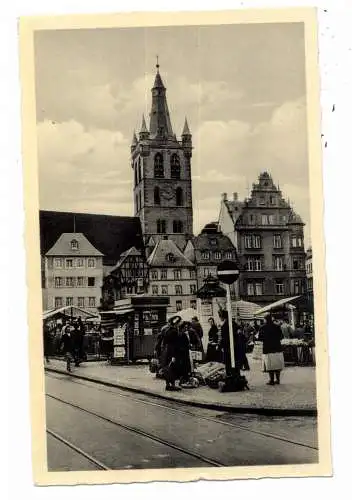 [Ansichtskarte] 5500 TRIER, Markt - Wochenmarkt, Zeitungskiosk, Litfaßsäule. 