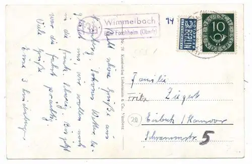 [Ansichtskarte] 8500 NÜRNBERG, Dürer - Haus, Landpoststempel Wimmelbach über Forchheim, 195... 