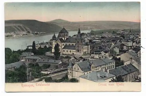 [Ansichtskarte] 5480 REMAGEN, ca. 1900, Blick auf den Ort und Erpel, Verlag Häussler - Köln. 