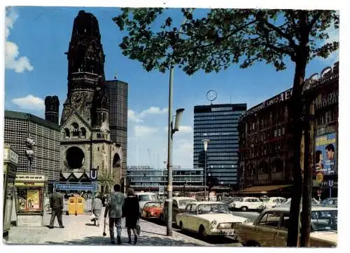 [Ansichtskarte] 1000 BERLIN, Kurfürstendamm, Europa - Center, Gedächtniskirche, U-Bahn, KARMANN GHIA, FORD. 