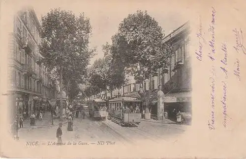 [Ansichtskarte] F 06000 NICE / NIZZA, L'Avenue de la Gare, Tram, 1902. 