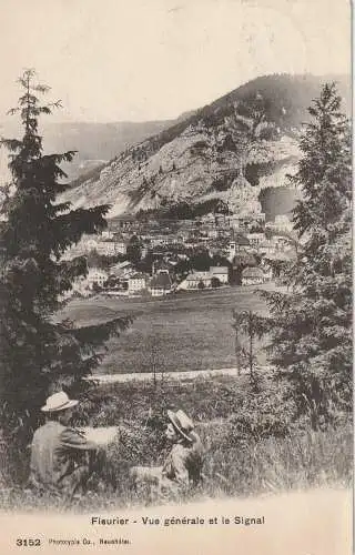 [Ansichtskarte] CH 2114 VAL DE TRAVERS - FLEURIER NE, Vue generale et le Signal, 1907. 