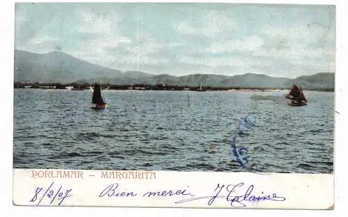 [Ansichtskarte] VENEZUELA - ISLA MARGARITA - PORLAMAR, 1907. 