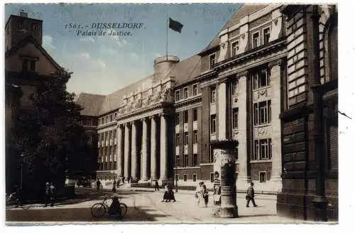 [Ansichtskarte] 4000 DÜSSELDORF, Justizpalast, Litfaßsäule, 1924, franz. Bestzung. 