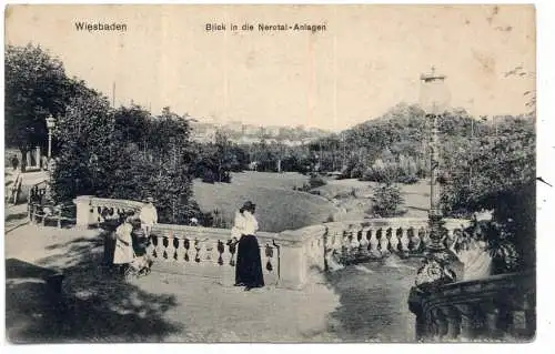 [Ansichtskarte] 6200 WIESBADEN, Blick in die Nerotal - Anlagen, 1908, Verlag Boogaart. 