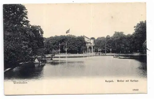 [Ansichtskarte] 6200 WIESBADEN, Kurpark, Weiher mit Kurhaus, 1905, Verlag Reinicke & Rubin. 