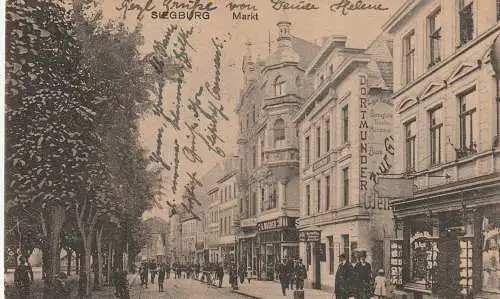 [Ansichtskarte] 5200 SIEGBURG, Geschäfte am Markt, 1920. 