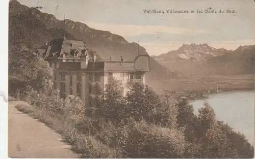 [Ansichtskarte] CH 1823 GLION VD, Klinik Valmont, Villeneuve und die Alpen, 1912. 