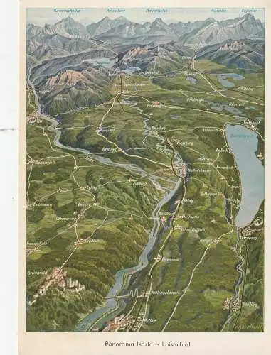 [Ansichtskarte] LANDKARTEN / MAPS - Panorama Isartal / Loisachtal / Starnberger See / Alpen, 1957. 