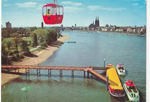 [Ansichtskarte] 5000 KÖLN, EREIGNIS, Bundesgartenschau 1971, Rheinseilbahn, Schiffsanleger am Rheinpark. 