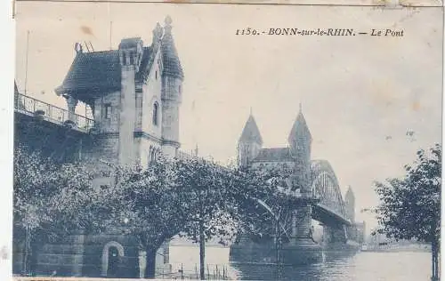 [Ansichtskarte] 5300 BONN, Rheinbrücke, 1924, franz. Besetzung. 