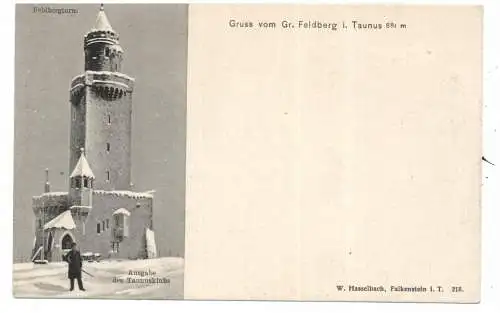 [Ansichtskarte] 6384 SCHMITTEN - NIEDERREIFENBERG, GROSSER FELDBERG / Taunus, Feldbergturm im Schnee, ca. 1905. 