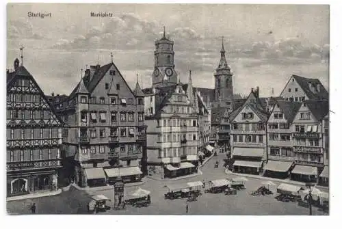 [Ansichtskarte] 7000 STUTTGART, Marktplatz, Wochemarkt, Litfaßsäule. 