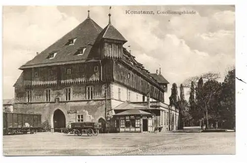 [Ansichtskarte] 7750 KONSTANZ, Conciliumsgebäude, Kiosk, Bahnanschluß, Fuhrwerk. 