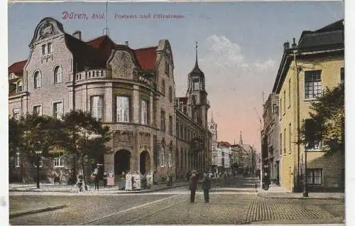 [Ansichtskarte] 5160 DÜREN, Cölnstrasse, Postamt, 1920. 