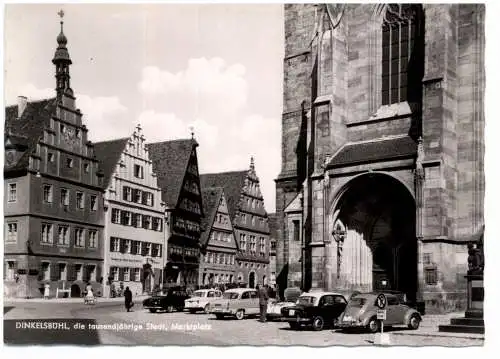 [Ansichtskarte] 8804 DINKELSBÜHL, Marktplatz, FORD TAUNUS, VW - Käfer. 