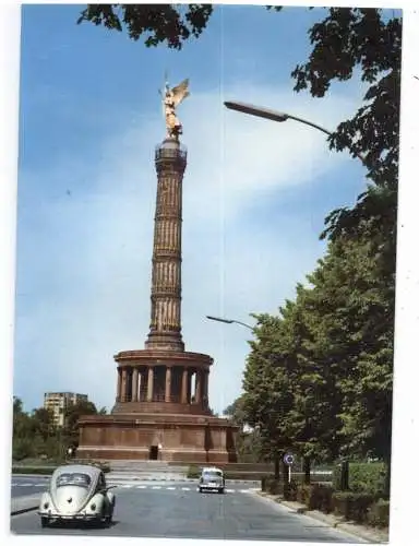 [Ansichtskarte] 1000 BERLIN, Siegessäule,, FORD TAUNUS, VW - Käfer. 