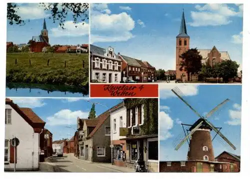 [Ansichtskarte] 4178 KEVELAER - WETTEN, Strassenansichten, Windmühle, handcoloriert. 