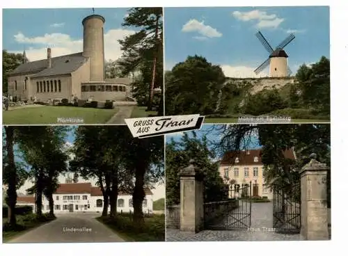 [Ansichtskarte] 4150 KREFELD - TRAAR, Pfarrkirche, Lindenallee, Haus Traar, Windmühle. 