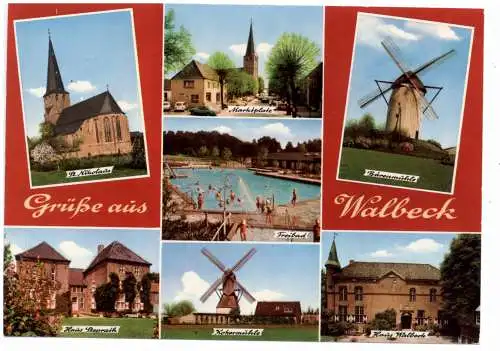 [Ansichtskarte] 4170 GELDERN - WALBECK, Windmühlen, St. Nikolaus Kirche, Marktplatz, Freibad.... 