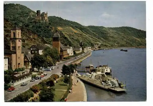 [Ansichtskarte] BINNENSCHIFFE - RHEIN, Rheinfähre "LORELEY V" am Hotel zum Adler St. Goarshausen. 