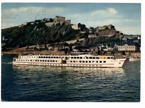 [Ansichtskarte] BINNENSCHIFFE - RHEIN, Köln - Düsseldorfer Kabinenschiff  "HELVETIA"" vor Koblenz. 