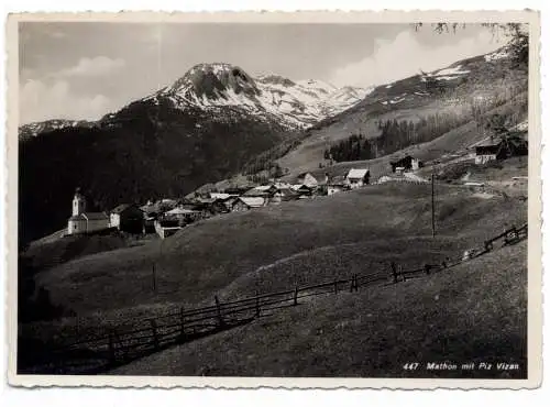 [Ansichtskarte] CH 7433 MATHON GR, Blick  auf den Ort, 1951. 