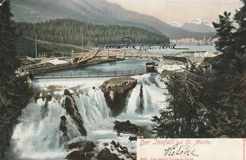 [Ansichtskarte] CH 7500 ST. MORITZ GR, Innfall, 1905, kl. Eckmangel. 