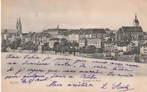 [Ansichtskarte] CH 4000 BASEL BS, Münster mit Pfalz, 1904. 