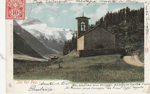 [Ansichtskarte] CH 4498 SILS - FEX GR, Kirche im Fextal, 1906. 