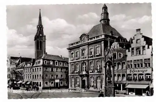 [Ansichtskarte] 5160 DÜREN, Marktplatz, Rathaus, Annakirche, 1962. 