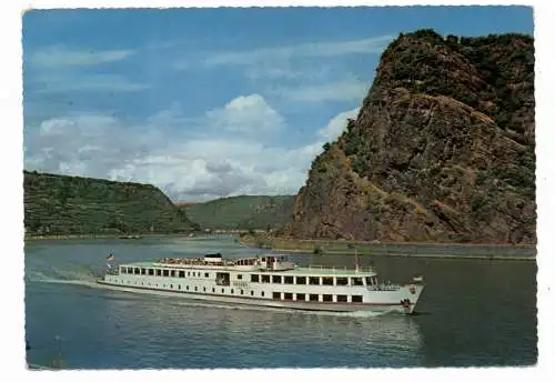 [Ansichtskarte] BINNENSCHIFFE - RHEIN, Köln - Düsseldorfer "HESSEN" vor der Loreley, 1961. 