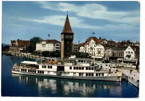 [Ansichtskarte] BINNENSCHIFFE - BODENSEE, "AUGSBURG" im Lindauer Hafen. 