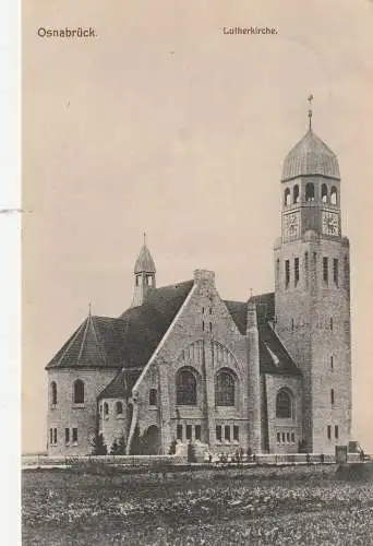 [Ansichtskarte] 4500 OSNABRÜCK, Südstadt, Lutherkirche, 1911. 