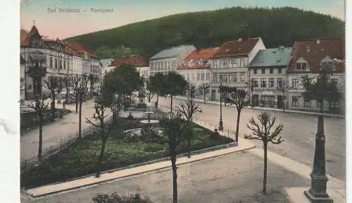 [Ansichtskarte] 0-8302 BAD GOTTLEUBA - BERGGIESSHÜBEL, Marktplatz , color, 1911, Bahnpost Pirna - Gottleuba. 