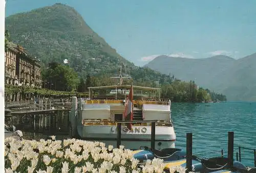 [Ansichtskarte] BINNENSCHIFFE - LUGANER SEE, "LUGANO" am Monte Bre. 