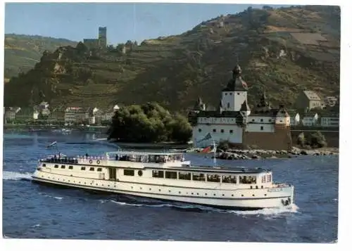 [Ansichtskarte] BINNENSCHIFFE - RHEIN, Passagierschiff "AZOLLA" Fa. Koudenburg vor Kaub. 