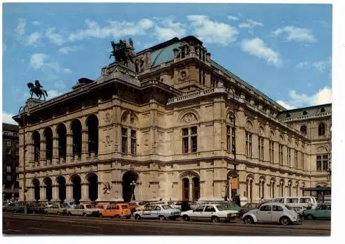 [Ansichtskarte] A 1000 WIEN, Staatsoper, Oldtimer - VW - Käfer, OPEL, PEUGEOT, RENAULT 4... 