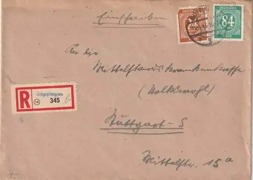 R-Brief Göppingen 1946, Handstempel R-Zettel