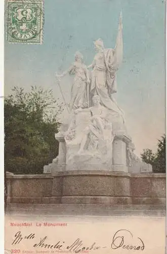 [Ansichtskarte] CH 2000 NEUENBURG NE, Le Monument, 1904. 