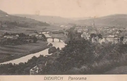 [Ansichtskarte] L 9200 DIEKIRCH, Paorama, deutsche Feldpost No. 1, II. Mob. Landst. Inf. Batl. Aachen. 