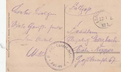 [Ansichtskarte] L 9200 DIEKIRCH, Paorama, deutsche Feldpost No. 1, II. Mob. Landst. Inf. Batl. Aachen. 