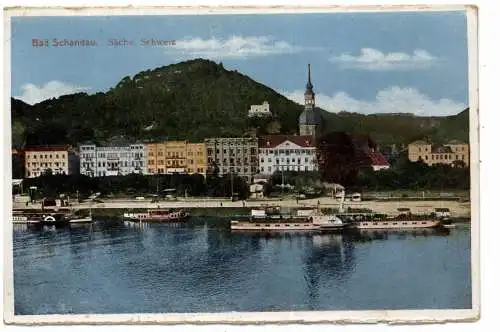 [Ansichtskarte] BINNENSCHIFFE - ELBE, Dampfer "KARLSBAD" vor Bad Schandau. 