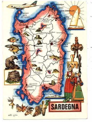 [Ansichtskarte] LANDKARTEN / MAPS - Sardegna / Sardinien. 