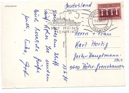 [Ansichtskarte] OZEANSCHIFFE - FÄHRE / FERRY - "PRINS HENRIK", RÖDBY - FEHMARN, Schiffspost. 