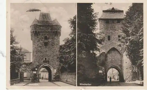 [Ansichtskarte] 5483 BAD NEUENAHR - AHRWEILER, Ober- und Niedertor Ahrweiler,1928. 
