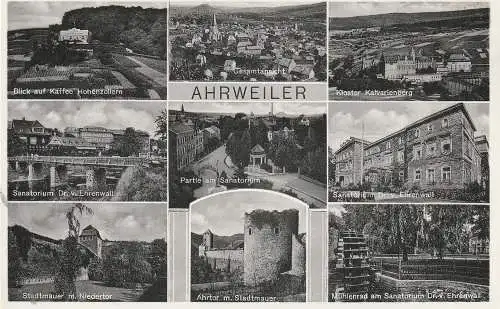 [Ansichtskarte] 5483 BAD NEUENAHR - AHRWEILER, Kaffee Hohenzollern, Kalvarienberg, Sanatorien, Ahrtor, Niedertor... 1954. 