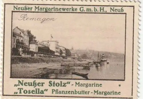 REMAGEN, Vignette Neußer Stolz, Tosella - Margarine