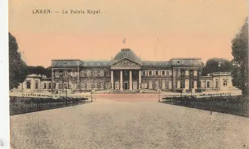 [Ansichtskarte] B 1000 BRUSSEL - LAEKEN, Palais Royal, deutsche Feldpost 1918, Verlag Mangelschotz - Laken, coloriert. 